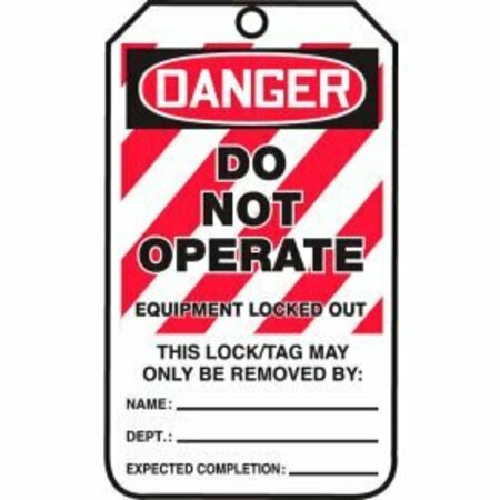 ACCUFORM Accuform Lockout Tag, Danger Do Not Operate, PF-Cardstock, 25/Pack MLT405CTP